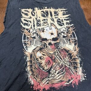 Suicide Silence Band Tee Headbang Black Tank Top Size Small VTG‎ Cutoff